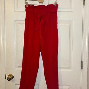 H&M Red High Waist Tie Trousers